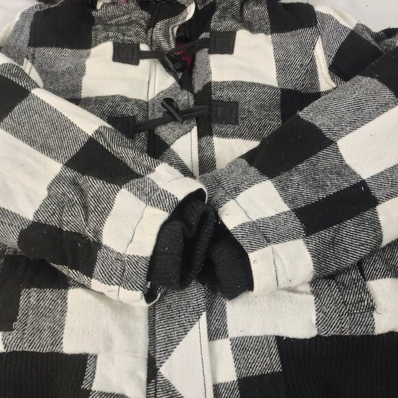 Justice Girls Hooded Heavyweight Coat Black/White Checkered Size 8/10 - Picture 6 of 9